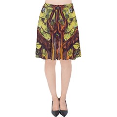 Tree Monster Maestro Landscape Velvet High Waist Skirt by Pakrebo