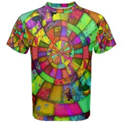 Color Abstract Rings Circle Center Men s Cotton Tee by Pakrebo