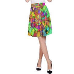 Color Abstract Rings Circle Center A-line Skirt by Pakrebo