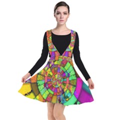 Color Abstract Rings Circle Center Plunge Pinafore Dress by Pakrebo