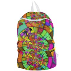 Color Abstract Rings Circle Center Foldable Lightweight Backpack by Pakrebo