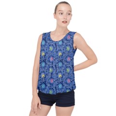 Floral Design Asia Seamless Pattern Bubble Hem Chiffon Tank Top