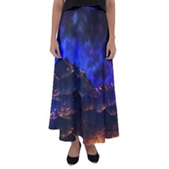 Landscape Sci Fi Alien World Flared Maxi Skirt