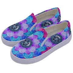 Lotus Flower Bird Metatron S Cube Kids  Canvas Slip Ons by Pakrebo