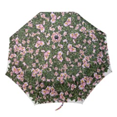 Pink Flowers Leaves Spring Garden Folding Umbrellas