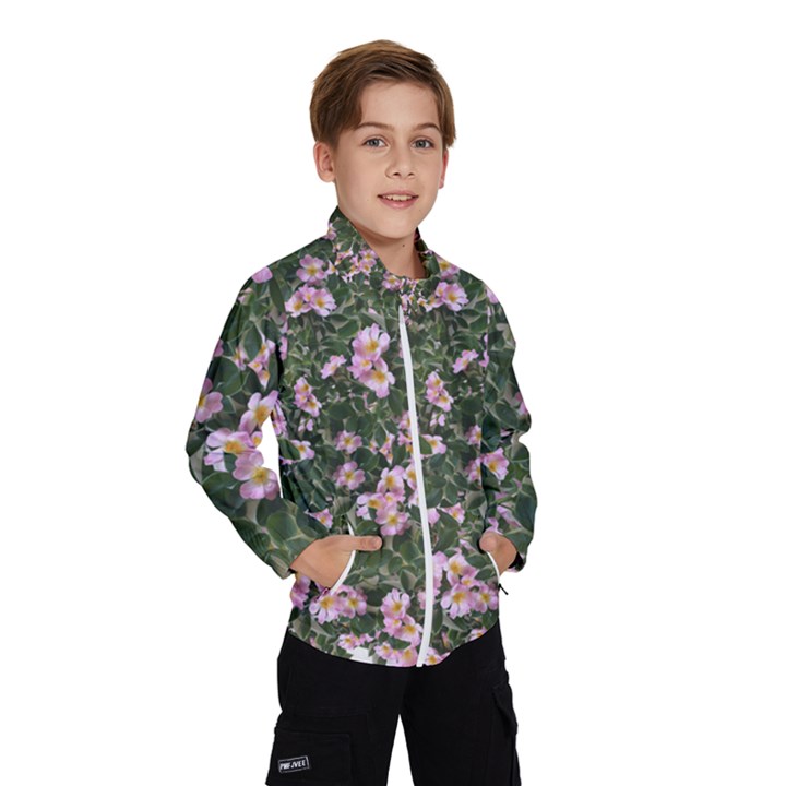 Pink Flowers Leaves Spring Garden Kids  Windbreaker