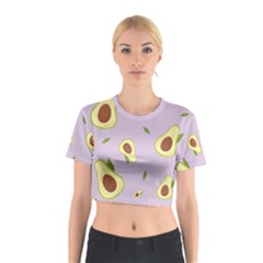 Avocado Green With Pastel Violet Background2 Avocado Pastel Light Violet Cotton Crop Top by genx