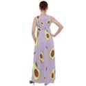 Avocado Green With Pastel Violet Background2 Avocado Pastel Light Violet Empire Waist Velour Maxi Dress View2