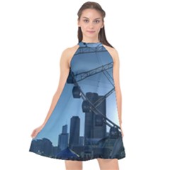 Navy Pier Chicago Halter Neckline Chiffon Dress  by Riverwoman