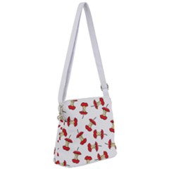 Red Apple Core Funny Retro Pattern Half On White Background Zipper Messenger Bag by genx