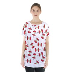 Red Apple Core Funny Retro Pattern Half On White Background Skirt Hem Sports Top by genx