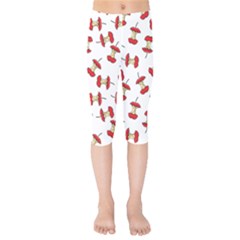 Red Apple Core Funny Retro Pattern Half On White Background Kids  Capri Leggings  by genx