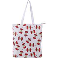 Red Apple Core Funny Retro Pattern Half On White Background Double Zip Up Tote Bag by genx