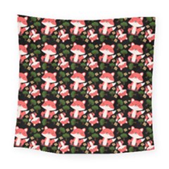 Fox And Trees Pattern Square Tapestry (large)