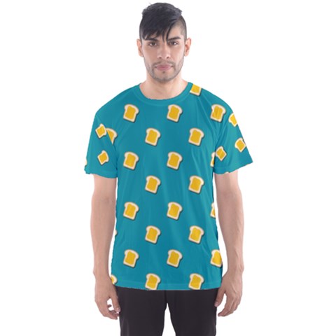 Toast With Cheese Funny Retro Pattern Turquoise Green Background Men s Sports Mesh Tee by genx