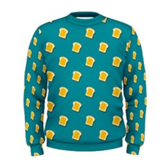 Toast With Cheese Funny Retro Pattern Turquoise Green Background Men s Sweatshirt by genx