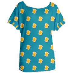 Toast With Cheese Funny Retro Pattern Turquoise Green Background Women s Oversized Tee by genx
