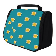 Toast With Cheese Funny Retro Pattern Turquoise Green Background Full Print Travel Pouch (small) by genx