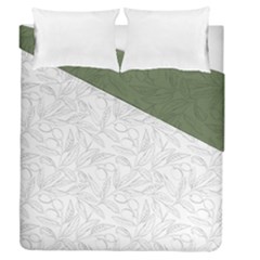 Organic Olive Leaves Pattern Hand Drawn Black And White Duvet Cover Double Side (queen Size) by genx