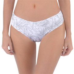 Organic Olive Leaves Pattern Hand Drawn Black And White Reversible Classic Bikini Bottoms by genx
