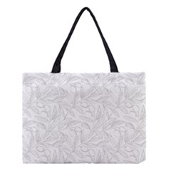 Organic Olive Leaves Pattern Hand Drawn Black And White Medium Tote Bag by genx