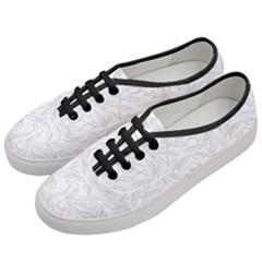 Organic Olive Leaves Pattern Hand Drawn Black And White Women s Classic Low Top Sneakers