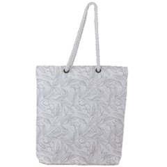 Organic Olive Leaves Pattern Hand Drawn Black And White Full Print Rope Handle Tote (large) by genx