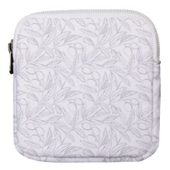 Organic Olive Leaves Pattern Hand Drawn Black And White Mini Square Pouch by genx
