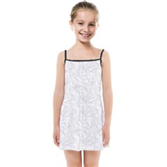 Organic Olive Leaves Pattern Hand Drawn Black And White Kids  Summer Sun Dress by genx