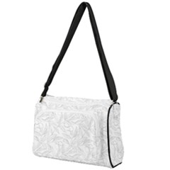 Organic Olive Leaves Pattern Hand Drawn Black And White Front Pocket Crossbody Bag by genx