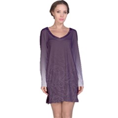 Organic Olive Leaves Pattern Hand Drawn Purple Red Wine Long Sleeve Nightdress by genx