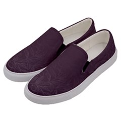 Organic Olive Leaves Pattern Hand Drawn Purple Red Wine Men s Canvas Slip Ons by genx