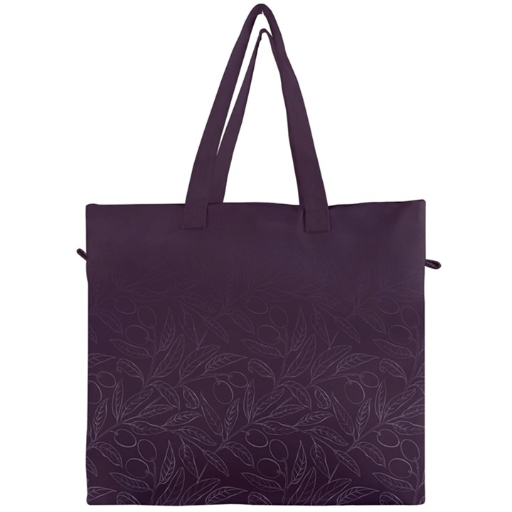 Organic Olive Leaves Pattern Hand drawn Purple Red Wine Canvas Travel Bag