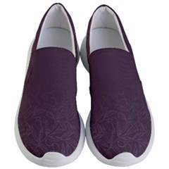 Organic Olive Leaves Pattern Hand Drawn Purple Red Wine Women s Lightweight Slip Ons by genx