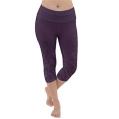 Organic Olive Leaves Pattern Hand Drawn Purple Red Wine Lightweight Velour Capri Yoga Leggings by genx