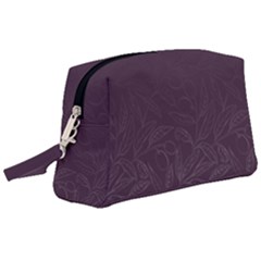 Organic Olive Leaves Pattern Hand Drawn Purple Red Wine Wristlet Pouch Bag (large) by genx