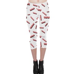 Funny Bacon Slices Pattern Infidel Red Meat Capri Leggings  by genx