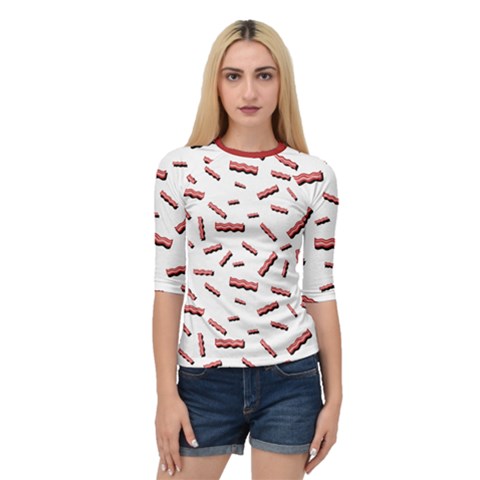 Funny Bacon Slices Pattern Infidel Red Meat Quarter Sleeve Raglan Tee by genx