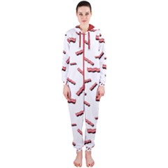 Funny Bacon Slices Pattern Infidel Red Meat Hooded Jumpsuit (ladies)  by genx