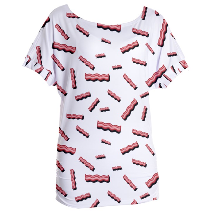 Funny Bacon Slices Pattern infidel red meat Women s Oversized Tee