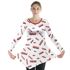 Funny Bacon Slices Pattern Infidel Red Meat Long Sleeve Tunic  by genx