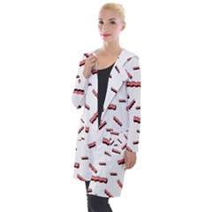 Funny Bacon Slices Pattern Infidel Red Meat Hooded Pocket Cardigan by genx