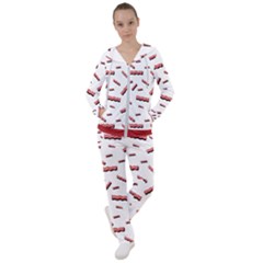 Funny Bacon Slices Pattern Infidel Red Meat Women s Tracksuit by genx