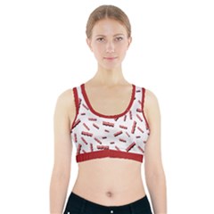 Funny Bacon Slices Pattern Infidel Red Meat Sports Bra With Pocket by genx