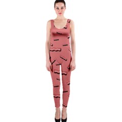 Funny Bacon Slices Pattern Infidel Vintage Red Meat Background  One Piece Catsuit by genx