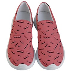 Funny Bacon Slices Pattern Infidel Vintage Red Meat Background  Women s Lightweight Slip Ons by genx