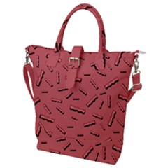 Funny Bacon Slices Pattern Infidel Vintage Red Meat Background  Buckle Top Tote Bag by genx