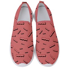 Funny Bacon Slices Pattern Infidel Vintage Red Meat Background  Men s Slip On Sneakers by genx