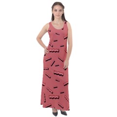 Funny Bacon Slices Pattern Infidel Vintage Red Meat Background  Sleeveless Velour Maxi Dress by genx