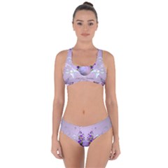 Happy Easter, Easter Egg With Flowers In Soft Violet Colors Criss Cross Bikini Set by FantasyWorld7